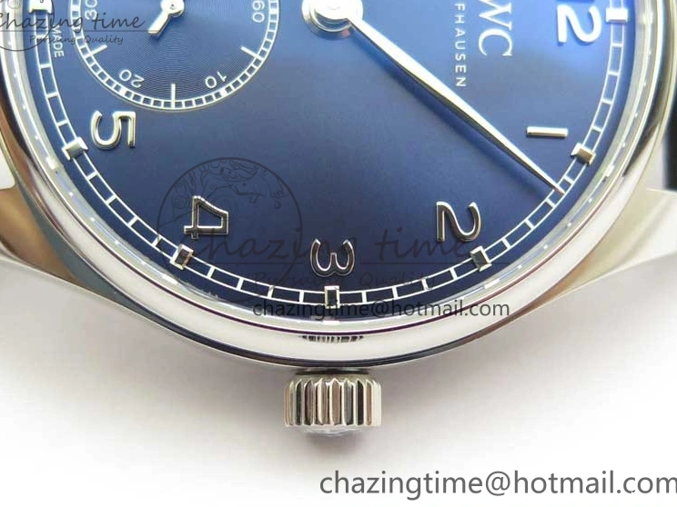 MIROTIME 0502 TimelessDesign Portuguese IW358304 ZF 1:1 Best Edition SS Blue Dial on Leather Strap A 7078